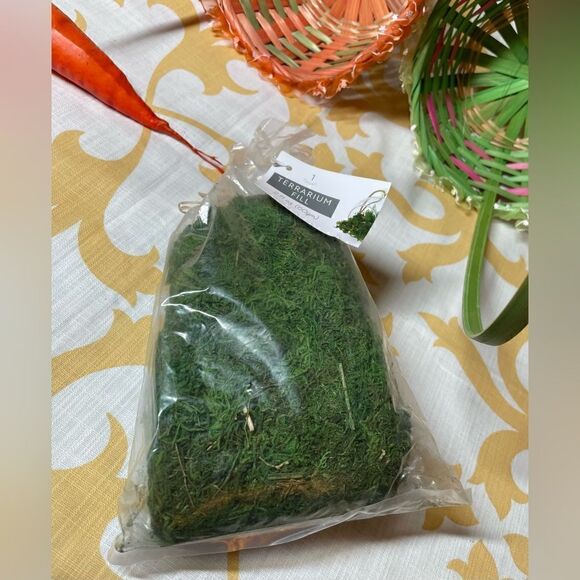 🔥❤️🔥 2 NEW! Round Weaved Easter Basket with Organza Trim BONUS Moss Terrarium - Picture 10 of 12